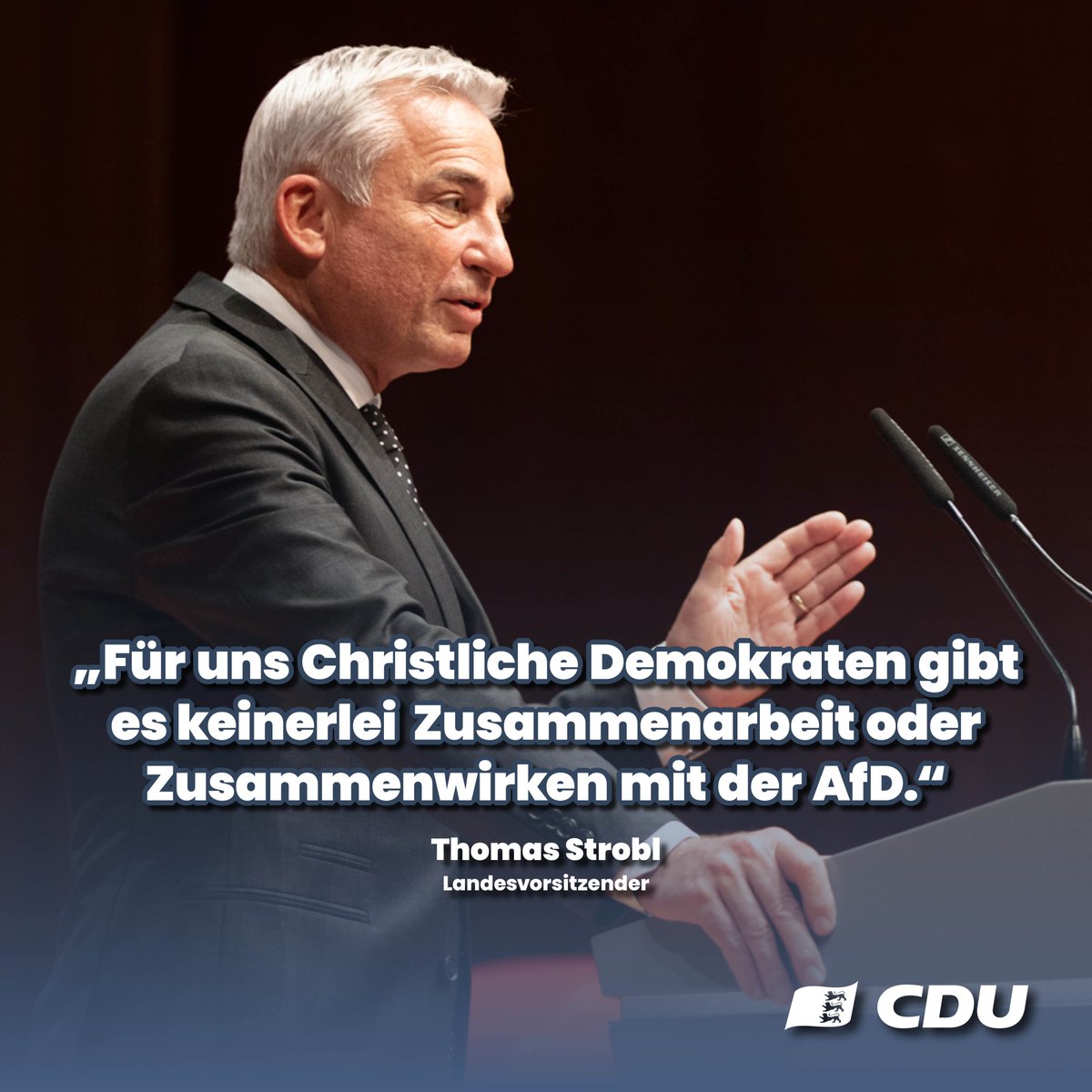 Als CDU Baden-Württemberg haben wir gemeinsam mit der <a href="/CDU/">CDU Deutschlands</a> eine klare Haltung zum Umgang mit der AfD.👇