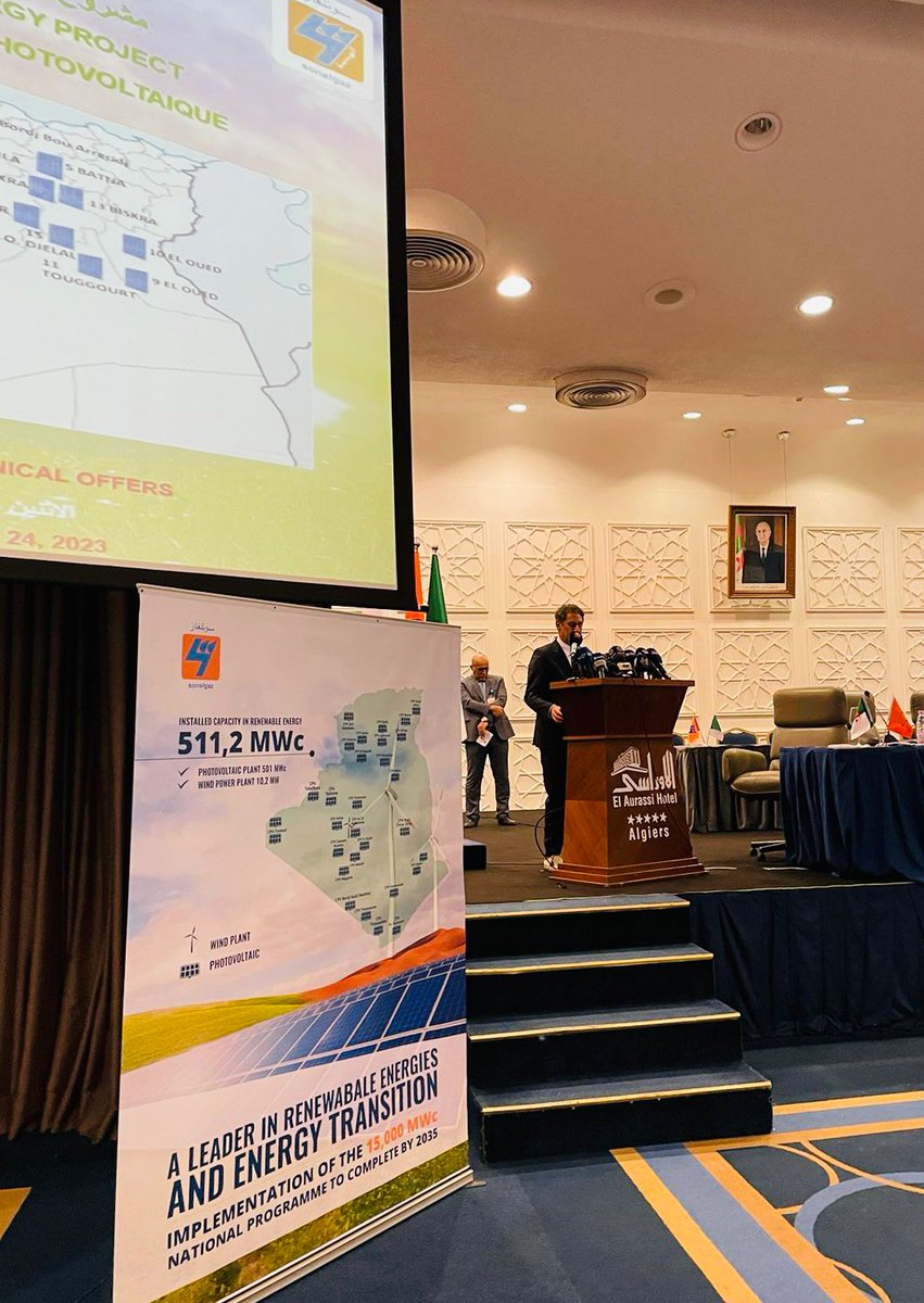 IRENA (@irena) on Twitter photo "Today, we mark a significant milestone in Algeria’s #RenewableEnergy journey as we gather to open this important bid for the 2000 MWc solar PV project," DG <a href="/flacamera/">Francesco La Camera</a> said at the Opening of Bid for the Solar PV projects, commending Algeria's dedication to #EnergyTransition. "Today, we mark a significant milestone in Algeria’s #RenewableEnergy journey as we gather to open this important bid for the 2000 MWc solar PV project," DG <a href="/flacamera/">Francesco La Camera</a> said at the Opening of Bid for the Solar PV projects, commending Algeria's dedication to #EnergyTransition.