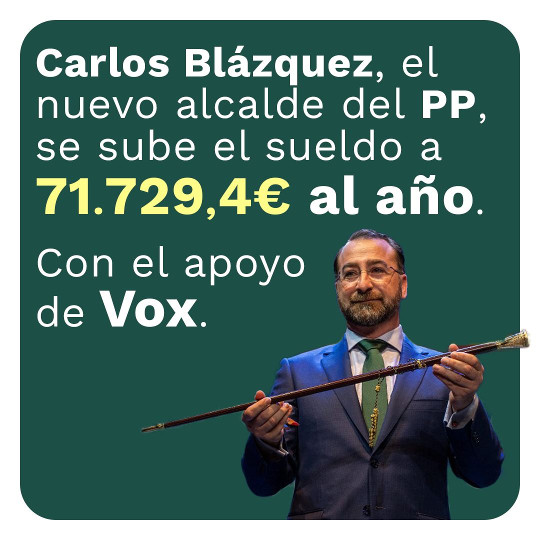 Mas_ColmenarV's tweet photo. ‼️Más Madrid votamos en contra de la subida salarial de @carlosblazquezr, alcalde del PP, que aumenta su salario al nivel de un ministro con el apoyo de:

➡️ @VOX_ColmenarV, a cambio de 3 liberados y una tenencia de alcaldía
➡️ @PSOEColmenarVi, a cambio de tener 3 liberados https://t.co/pTEZHPIRma