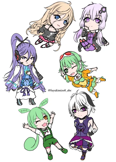 今回の #ボーマス52 メインビジュアルで使ってたミニキャラ、ラフなどです。 #初音ミク #GUMI #ずんだもん