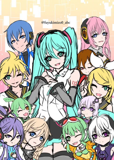 今回の #ボーマス52 メインビジュアルで使ってたミニキャラ、ラフなどです。 #初音ミク #GUMI #ずんだもん
