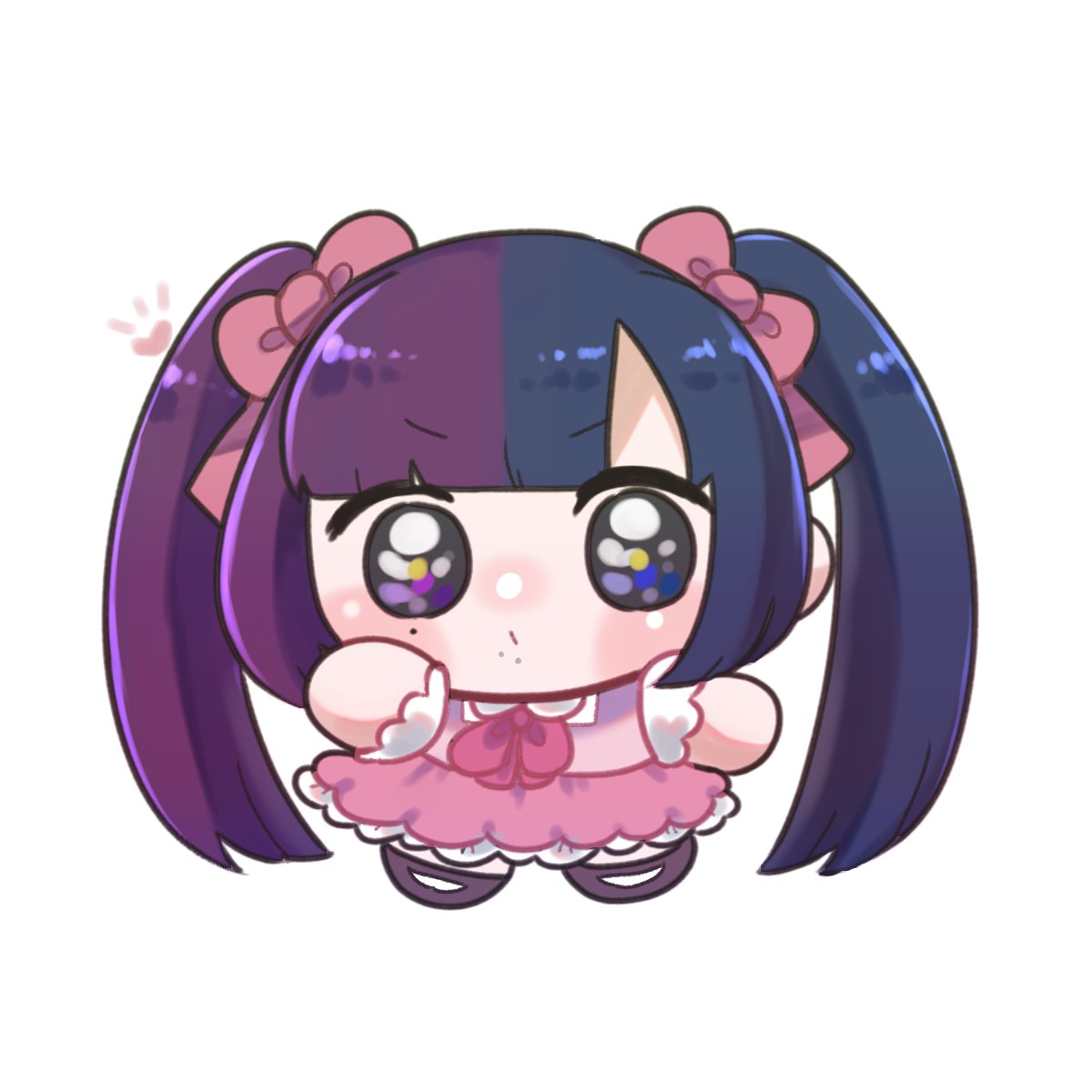 1girl twintails solo bow chibi pink dress dress  illustration images