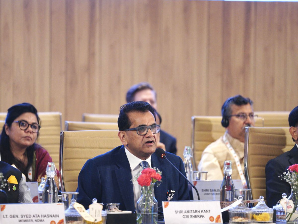 g20org's tweet photo. Fostering cooperation for a disaster-resilient future!

The 3⃣rd #DRRWG Meeting commenced in #Chennai with addresses from Principal Secretary to Prime Minister, Dr P. K. Mishra, the #G20India Sherpa @amitabhk87 and Head of @UNDRR Mami Mizutori at the inaugural session. https://t.co/gfdzmfOqdB