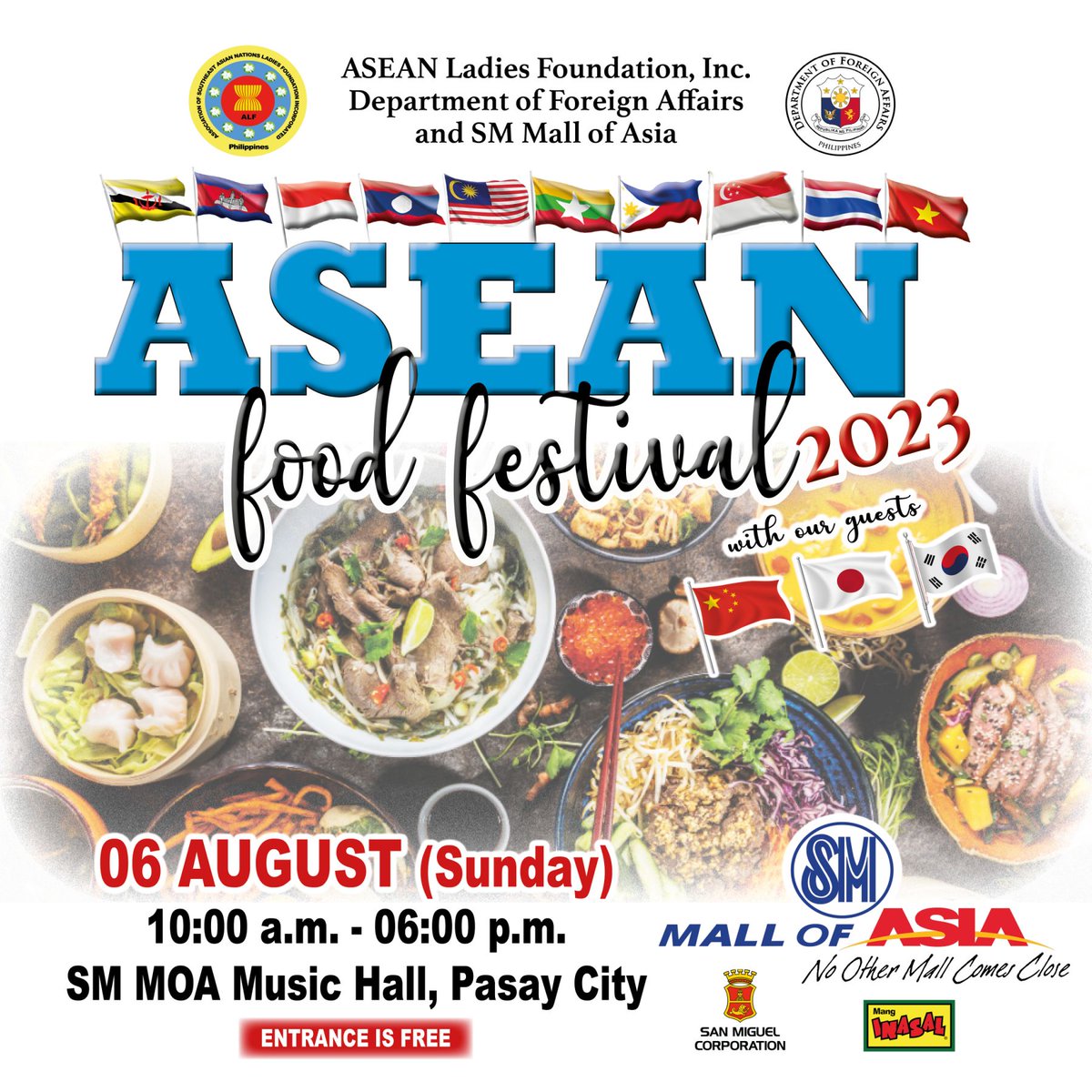 Join the ASEAN Food Festival on August 6, 2023/ Sunday at SM MOA Music Hall, Pasay City.
#SerbisyongNagkakaisa 
#ToServeandProtect