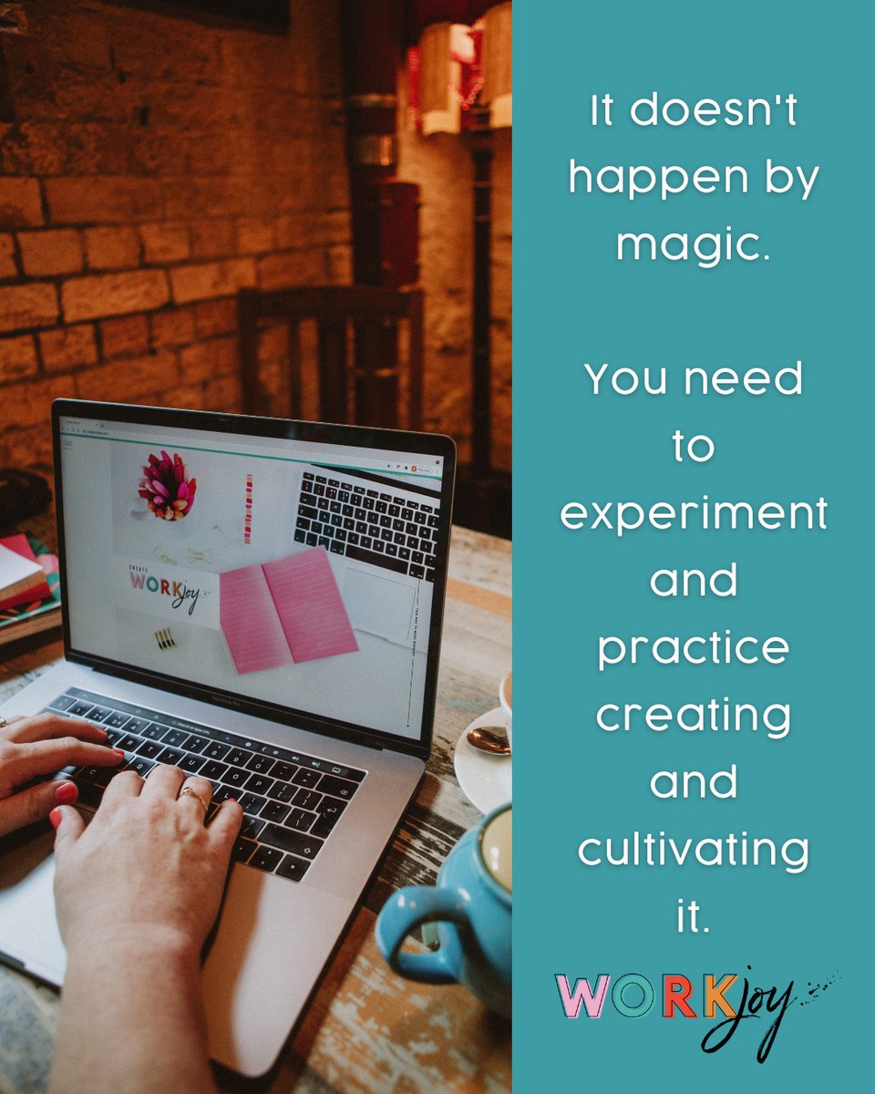 WorkJoy is the #positive, warm or happy feeling you get when #working or at #work. 

Sources of #WorkJoy range from ticking off an item on a to-do list, to the bigger, more unwieldy things like “organisational culture”.

DM me to find out how to create and cultivate more WorkJoy.