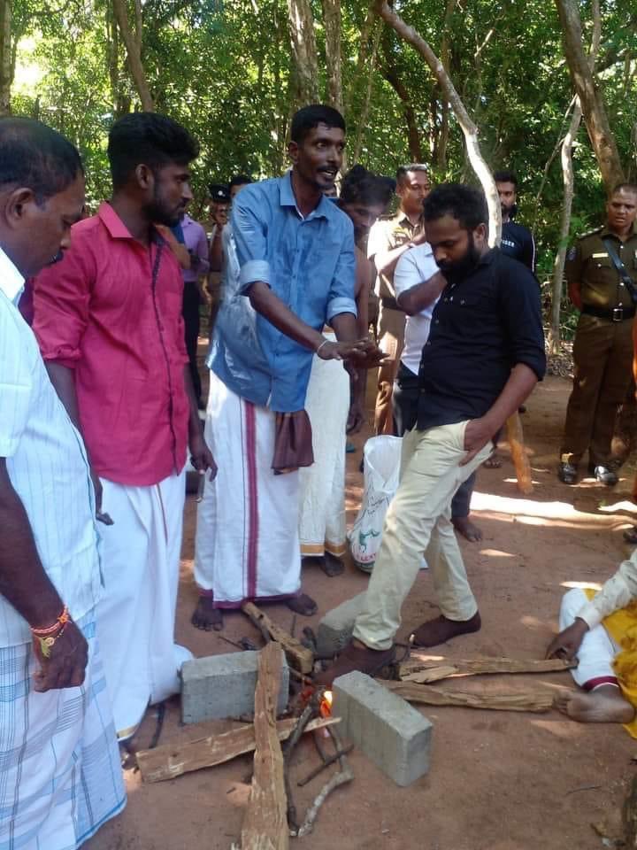 kumanan93's tweet photo. 🚨Exclusive 

A person from Anuradhapura shared on his own Facebook account that he had disturbed the Pongal worship of Tamils on July 14th at #kurunthoormalai. engaged in such an act in front of the police officers. He knocked the Pongal stove with his foot. https://t.co/RfXbQIHlRr
