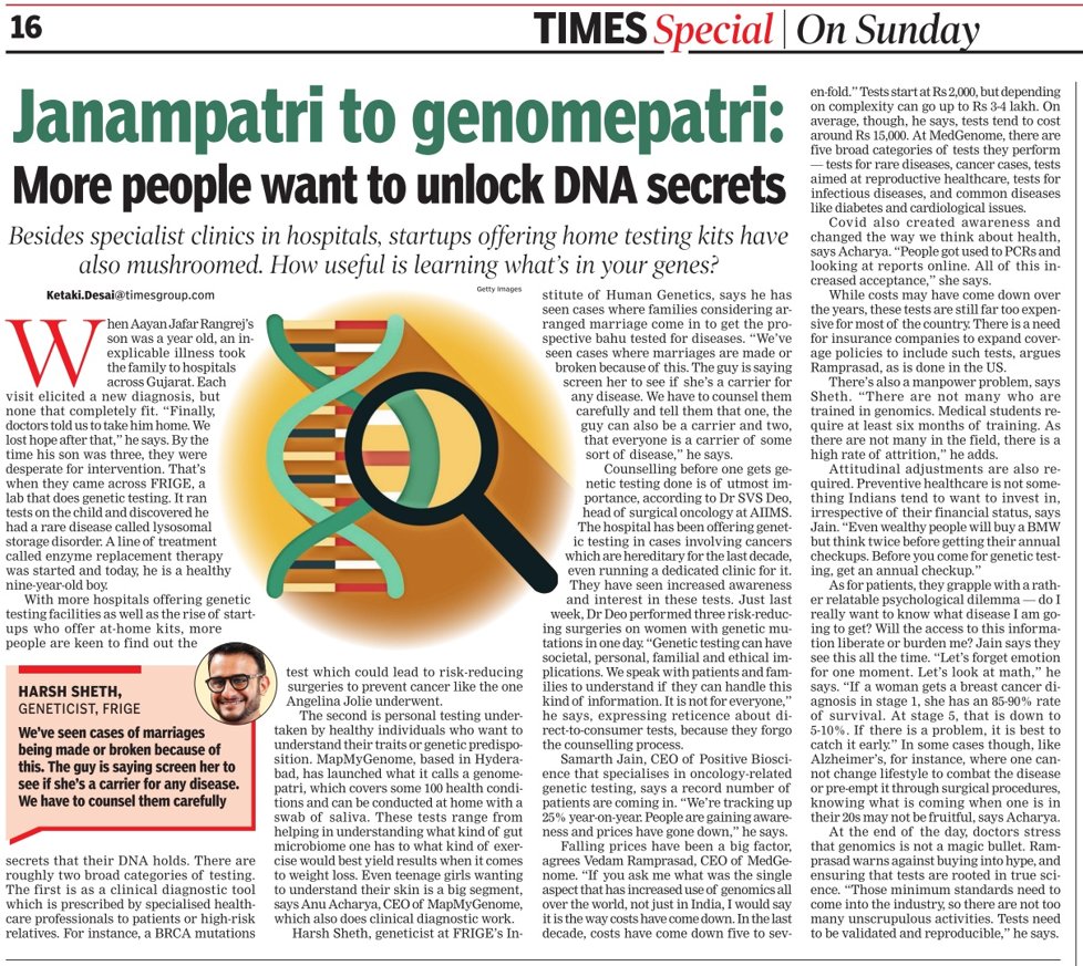mapmygenome's tweet photo. 🧬Janampatri to Genomepatri 

🙌Thank you @timesofindia  for the feature. The article is a great way to let people know how genetic testing can help them stay healthy through early detection and intervention.

🧬MapmyGenome™ is a pioneering #genomics company helping people lead healthier lives using genomic tests and genetic counseling. 

All it takes is a swab of your saliva and two minutes at best.

🌐You can order #preventivegenetic test online and have it delivered to your doorstep #HarGharDNA

💡Preventive Genomic tests include the popular #Genomepatri for wellness, #MedicaMap for discovering which medicines work for you, #GenomepatriHeritage for finding your ethnic roots, #MyFitgene for discovering your true potential, #Cardiomap to ensure your heart health #BeautyMap to understand which beauty products work best for you and #MapmyBiome to know your gut health.

🔬Clinical genomic tests include #wholeexomesequencing, #DNAOnconex, #Wholegenomesequencing, #NIPT, #BabyMap, MatchMyGenome, chromosomal microarray, and more.

Click on https://t.co/KH4i0L8Ths for more information on our #preventive and #clinical genomic tests.

Or

Contact
📧 info@mapmygenome.in
📞 Toll-free: 1800 102 4595
📲 WhatsApp (24 hours): +91 86883 10052
.
.
.#Genomics #GeneticTesting #Healthcare #Wellness #EarlyDetection #Intervention #DNA #SalivaTest #PreventiveHealth #PrecisionMedicine #HealthAwareness #MapMyGenome #HarGharDNA #GeneticResearch #HealthScreening #HealthyLiving #DiseasePrevention #PersonalizedHealthcare #mapmygenome #knowyourself