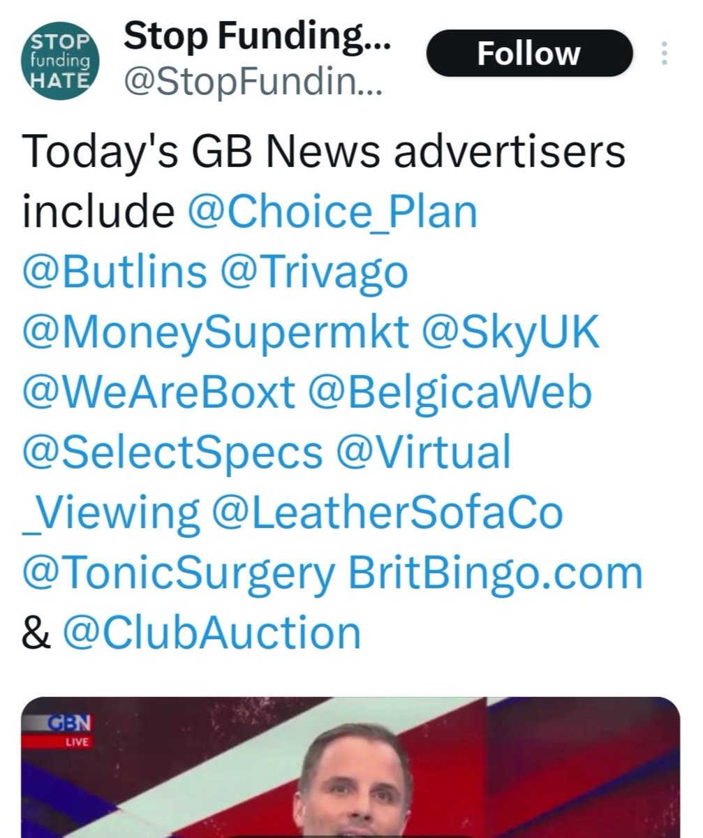 These are some of the Companies who support GBNews /Martin Branning.
Please block all their Ads. Stop buying from them.

#DanWoottonExposed
#StopHateForProfit
#StopFundingHate

Retweet.
Thank you💞