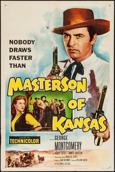 AngusKohm's tweet photo. #SundayNightClassic
Masterson of Kansas (1954) by #WilliamCastle
w/#GeorgeMontgomery #NancyGates #JamesGriffith #BruceCowling
Sheriff Bat Masterson joins forces with Wyatt Earp and Doc Holliday to save a rancher framed for murder.
“Toughest of All Lawmen!”
#Western https://t.co/tiTIArzDBH