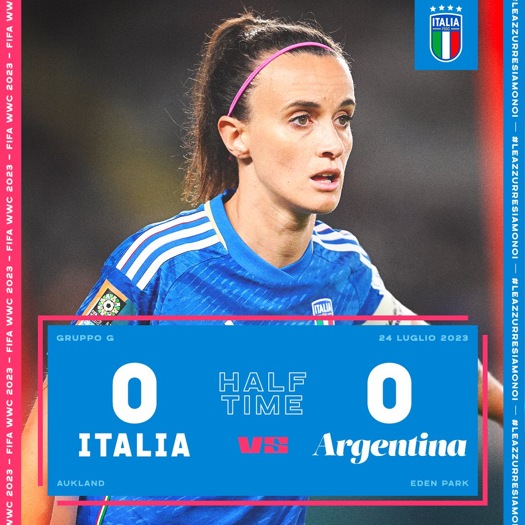 AzzurreFIGC's tweet photo. โฑ Fine Primo Tempo
๐ฎ๐นvs๐ฆ๐ท 0๏ธโฃ-0๏ธโฃ
#ItaliaArgentina #FIFAWWC
#Nazionale ๐ฎ๐น #Azzurre #LeAzzurreSiamoNoi https://t.co/KITwKhEsC9