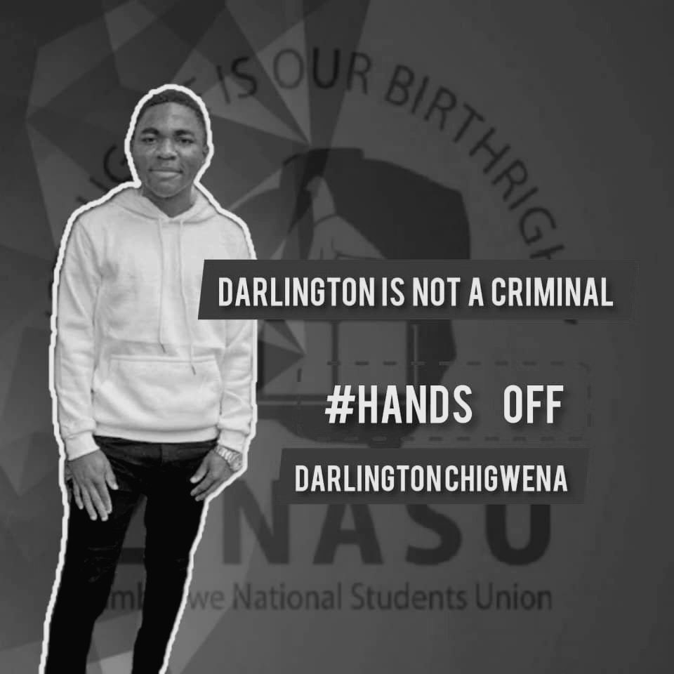 #MakoMonday - I am in full solidarity with the last of the #ZinasuSix, Darlington Chingwena. His other five(5) comrades were granted bail. Darlington has now spent 67 days in jail. He is appearing in the high court for his bail hearing today. #FreeDarlingtonChingwena