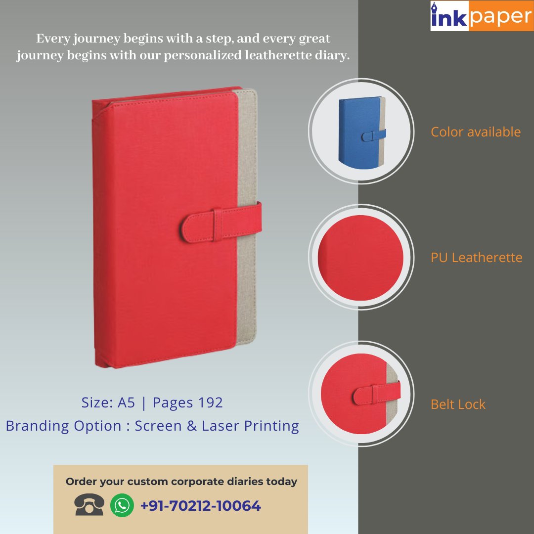 Customize every detail to match your brand identity and leave a lasting impression on clients, employees, and partners.
Don't miss the chance to make a statement with our premium custom diaries. 
 [Order Now on +91 7021210064]

#CorporateDiaries#CustomizedDiaries#BusinessGifts