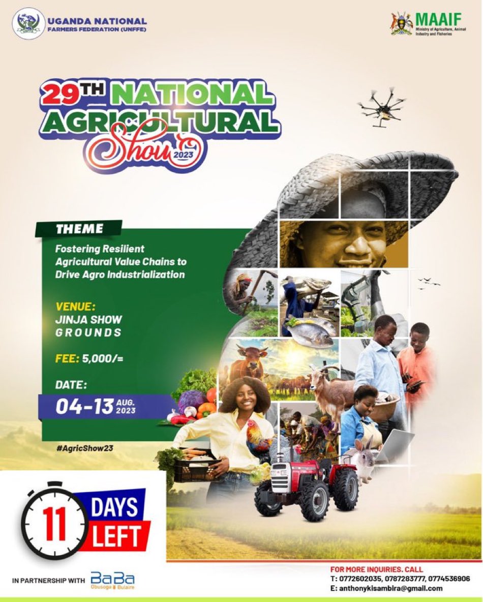 Its 11 days to go guys The #AgricShow23 is here Have you secured you place already ?? @unffe