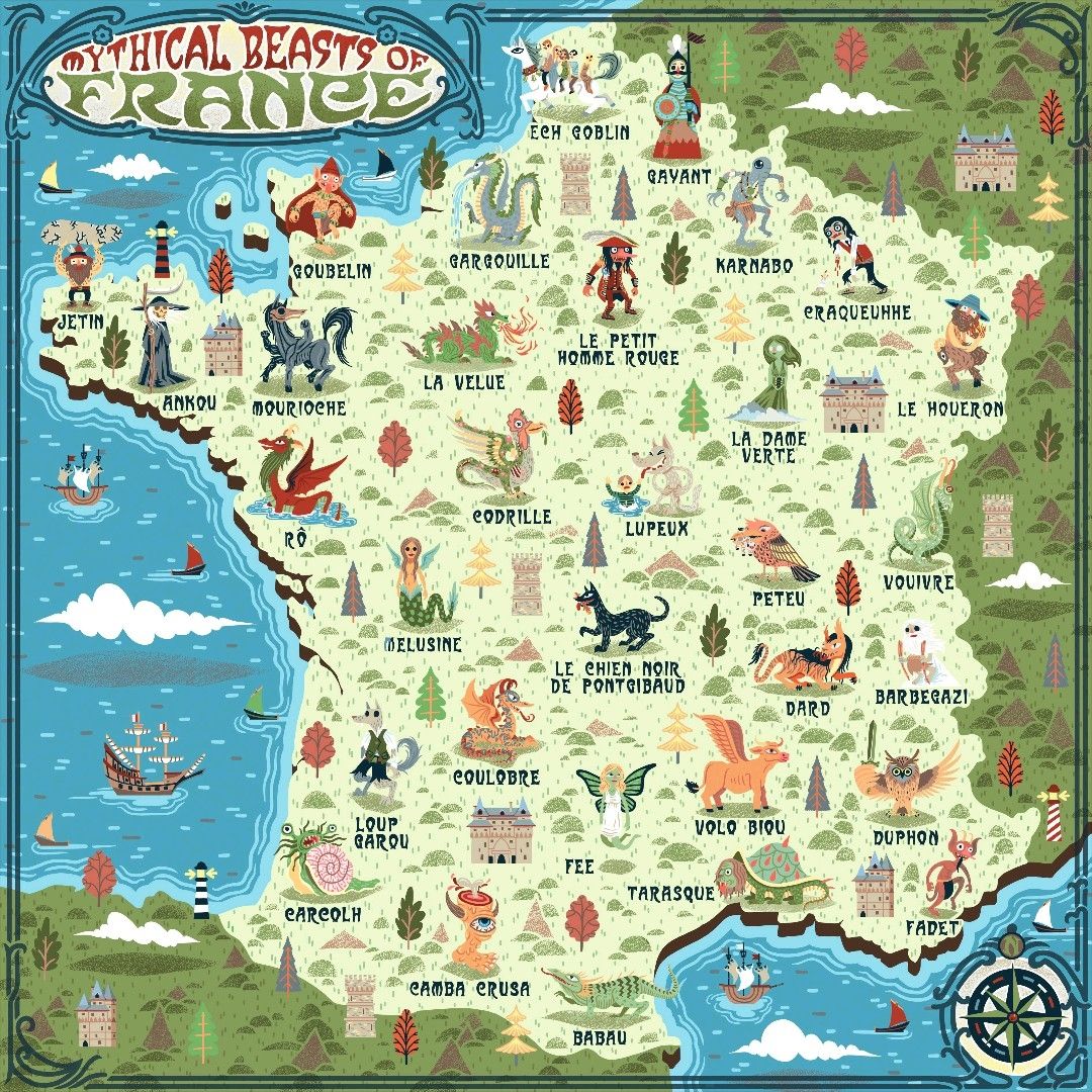 Quel monstre vit proche de chez vous ? ☺️
Cette carte ludique est un beau rappel : les territoires sont peuplés par l'invisible. Le redécouvrir est une quête permettant de tisser le lien avec son milieu et d'en prendre davantage soin !

#geographie #nature #culture #cartes