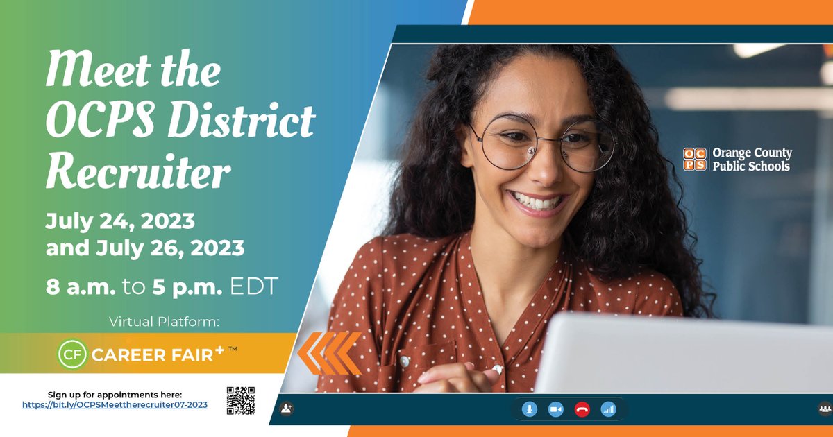 You have 3 days to schedule your appointment with our OCPS Recruiters   Be sure to log on to Career Fair Plus today to make your appointment:   bit.ly/OCPSMeettherec… <a href="/bonnietoffoli/">Bonnie Toffoli</a> @CHaleyOCPS <a href="/OCPSnews/">ocpsnews</a>