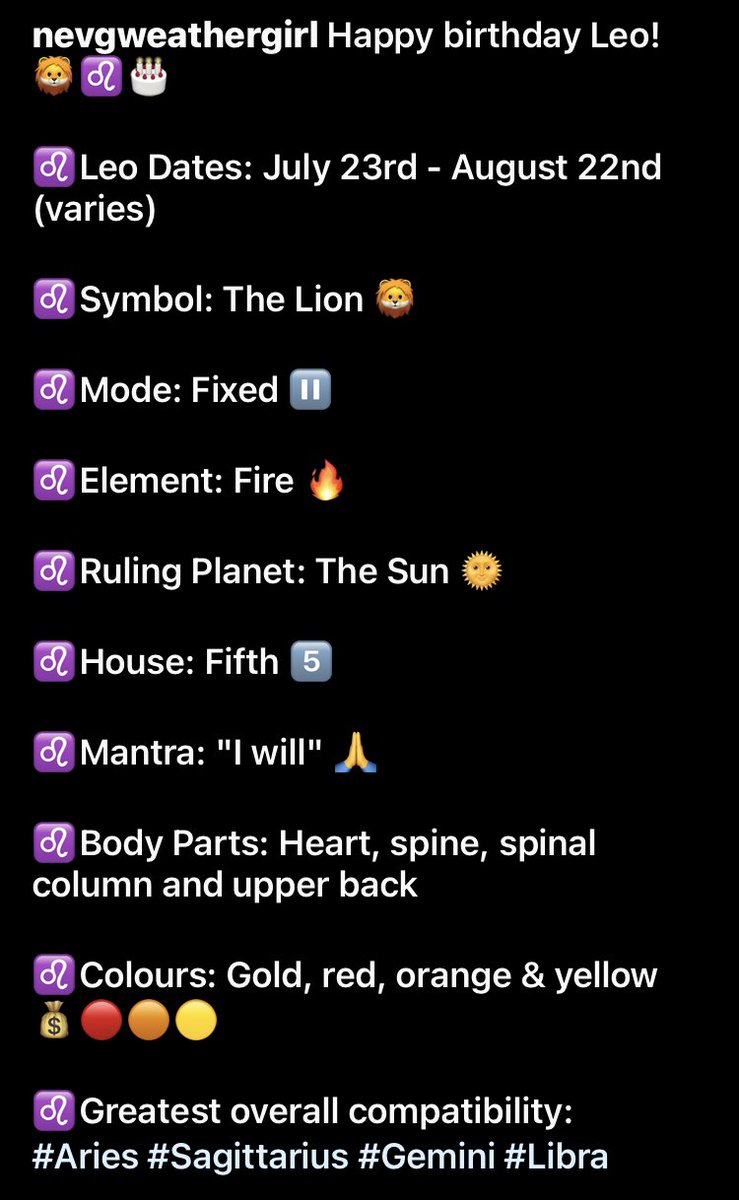 NevGWeatherGirl's tweet photo. Happy birthday Leo! 🦁♌🎂 

♌Leo Dates: July 23rd - August 22nd (varies) 

#LeoSeason #LeoMan #LeoWoman #LeoLion #LeoBirthday #LeoTraits #LeoPersonality #LeoBirthStone #HappyBirthdayLeo https://t.co/k3FMFGvJ9N
