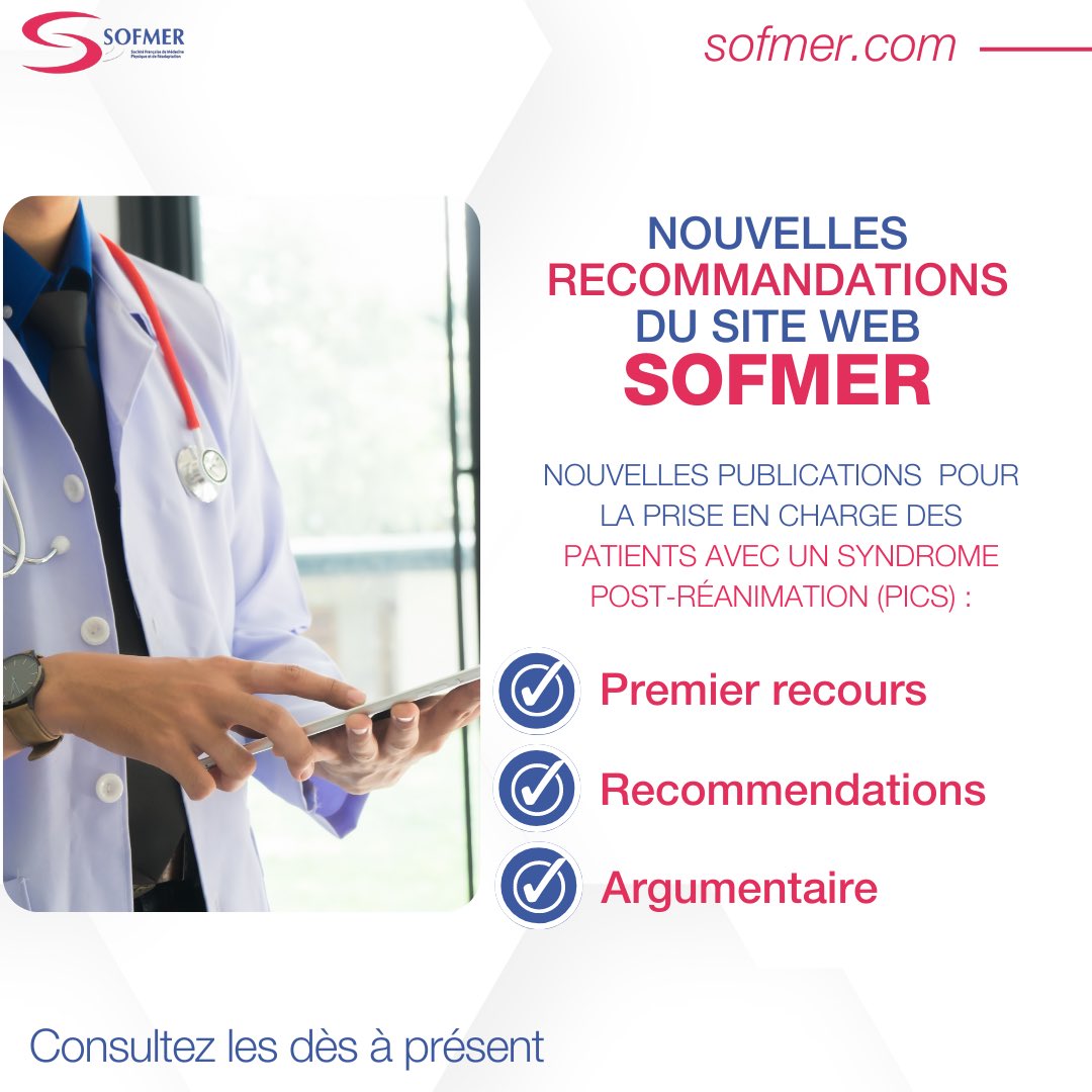 De nouvelles ressources de recommandations ont été publiées sur le site web de la SOFMER. 

🔗Ces ressources sont disponibles dès à présent sur notre site web !

#medecine #medecinephysiqueetreadaptation #facdemedecine #documentsmedicaux #readaptation #réadaptationfonctionnelle