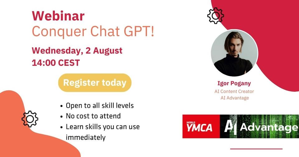 En savoir plus sur chat GPT, connaître les bonnes pratiques, quel que soit son niveau de compétences. Un évènement organisé le 2 août à 14h par <a href="/WorldYMCA/">World YMCA</a> , gratuit et ouvert à tous, animé par Igor Pogany, d'IA Advantage, spécialiste reconnu de l'IA.
bit.ly/46WgrEk
