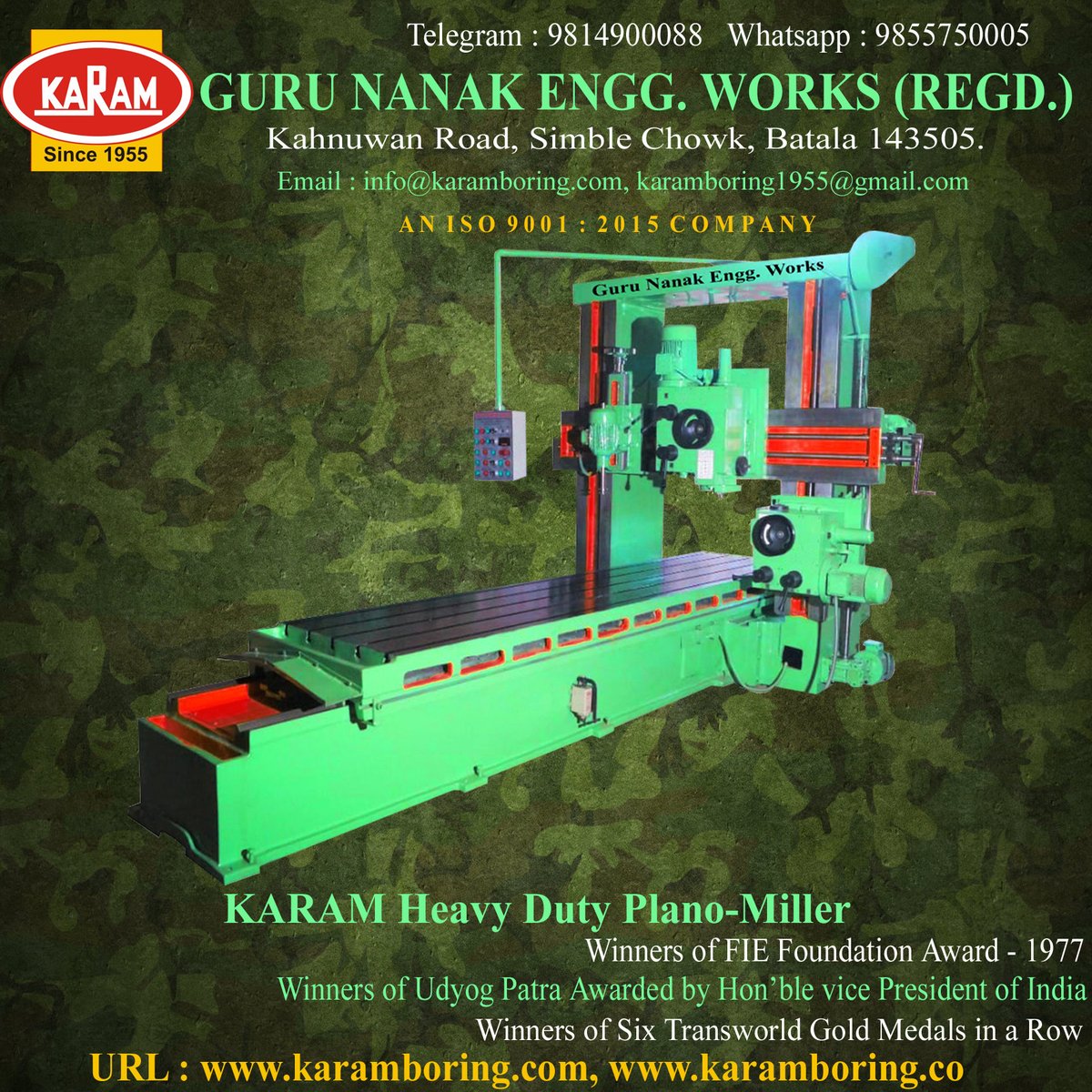'KARAM' Heavy Duty Plano-Miller.
For your queries/requirement, please contact :
WhatsApp : +91-9814900088, +91-9855750005
Email Id:- karam@karamboring.com
URL:- karamboring.com, karamboring.co
#KARAM
#PlanoMiller #Machine