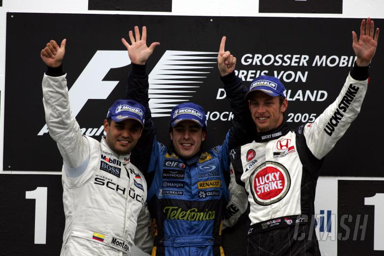 #F1 #OnThisDay, July 24th 2005, @alo_oficial won the #GermanGP at Hockenheim from @jpmontoya , who started 20th to go to 2nd, and @JensonButton , who took 3rd. Polesitter Kimi Raikkonen didn't make the finish. overtakefans.com/f1-race-archiv… #MsportXtra