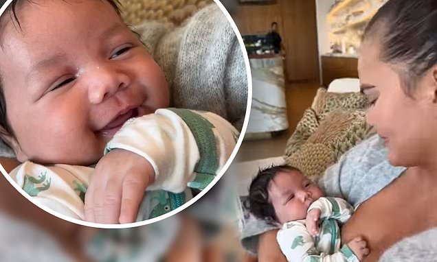 Chrissy Teigen catches milestone moment of newborn son Wren smiling on camera after sharing hilarious meme joking about 'choosing pills and surgery' over 'lifestyle changes' https://t.co/PAe07mGSzI https://t.co/bojWTL63OL