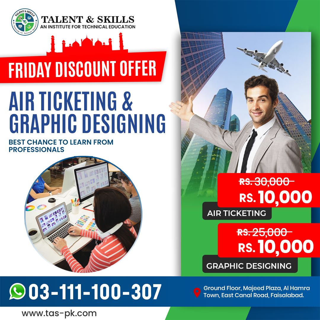 Talentandskill1's tweet photo. Friday Discount Offer!
Air Ticketing &amp; Graphic Designing course
📷 Reserve Your Seat Now 📷
📷New Batch is Starting 📷
📷Register Now📷
Subscribe to Our YouTube Channel
https://t.co/sjSf60C69q
📷 Call us at 📷+92 311 1100307
📷 What's app 📷 +92 311 1100307 https://t.co/JrcWxRxgHU