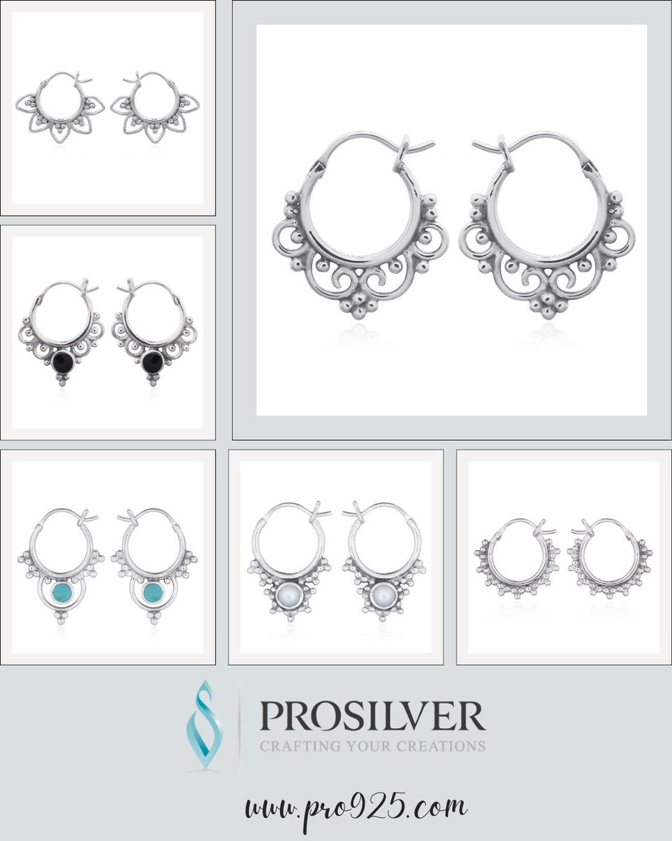 Eye-catching and striking boho hoops for our latest jewelry collection. 

#prosilver #sterlingsilver #925silver #bohohoops #boho #tribalhoops #ethnichoops #gemstonehoops #oxidisedhoops #925earrings #silverearrings #joyeriadeplata #arosdeplata 

mailchi.mp/pro925.com/pro…