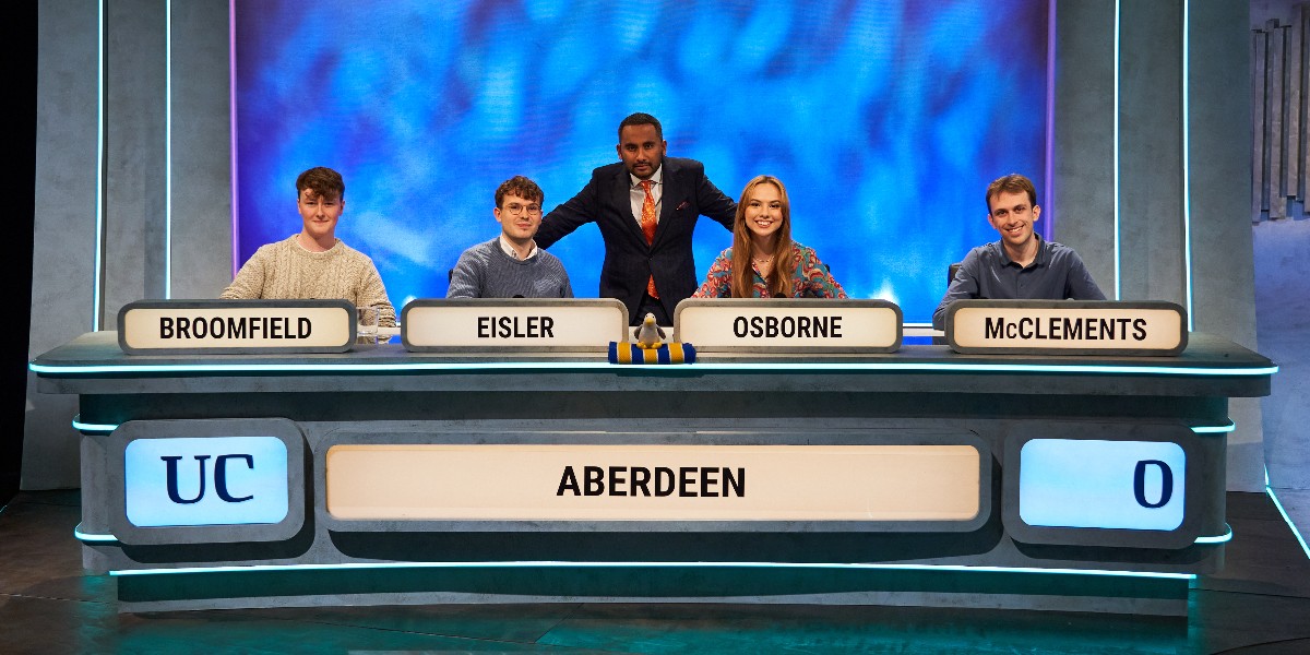 aberdeenuni's tweet photo. Good luck to the University of Aberdeen's 2023 University Challenge team who will make their debut tonight at 8.30pm on BBC2. The team will go head to head with their opponents to try to make it into the next round of the competition. Make sure to tune in and support them! https://t.co/zG24WwmucQ