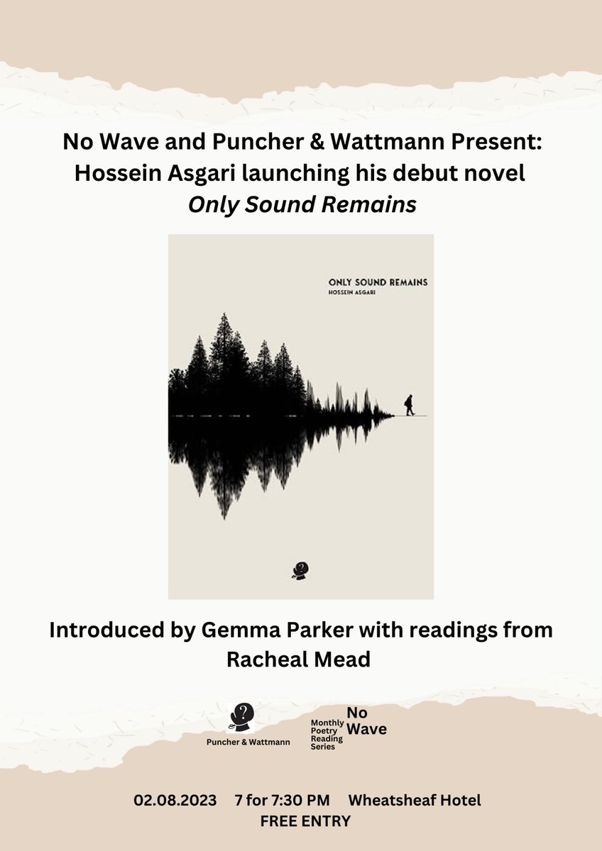 Excited for the launch of Hossein Asgari's debut novel 'Only Sound Remains' on the 2nd of August at Wheatsheaf Hotel (39 George St, Thebarton, South Australia)! Grab your copy of 'Only Sound Remains' now: puncherandwattmann.com/product/only-s…