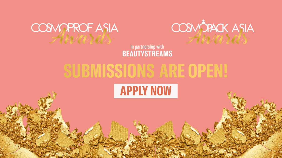 📢Attention 2023 Exhibitors!

Apply now for Cosmoprof and Cosmopack Asia #Awards and discover the benefits reserved for finalists and winners before, during and after the event!

Enroll now👉cosmoprofawards-asia.com/en/enroll-now
