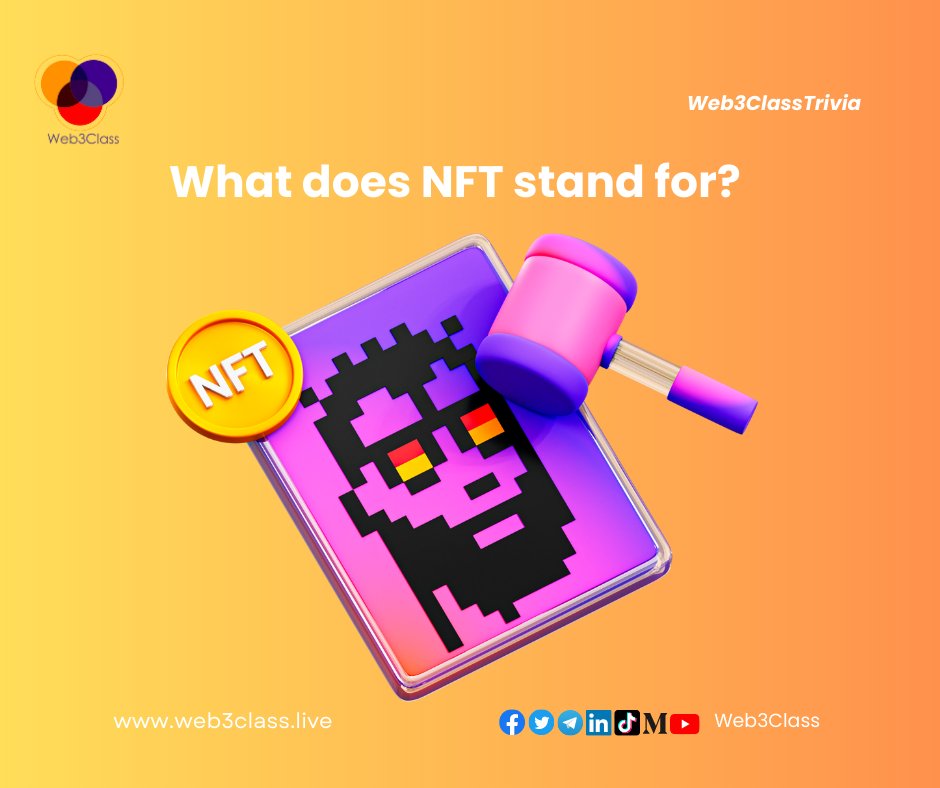 Web3Class's tweet photo. NFT = Non-Fungible Token = unique digital asset on blockchain. Learn how to make and sell NFTs in our web3class course. Get a free NFT starter pack when you sign up. #web3 #nft #blockchain #art https://t.co/vKb5SFYqGz