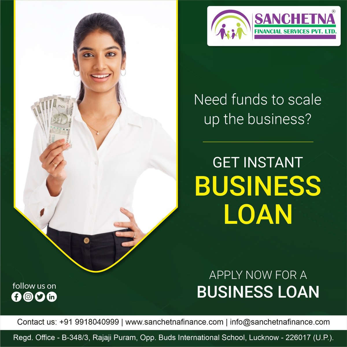 Ready to take your business to new heights? 🚀 💰 #BusinessGrowth #FundingOpportunities #InstantBusinessLoan #ScaleUpYourBusiness  #FuelYourDreams #EmpoweringEntrepreneurs #SmallBusinessSupport #FinancialSolutions #ExploreYourOptions #SmartInvestment  #SanchetnaFinancial📞🌟