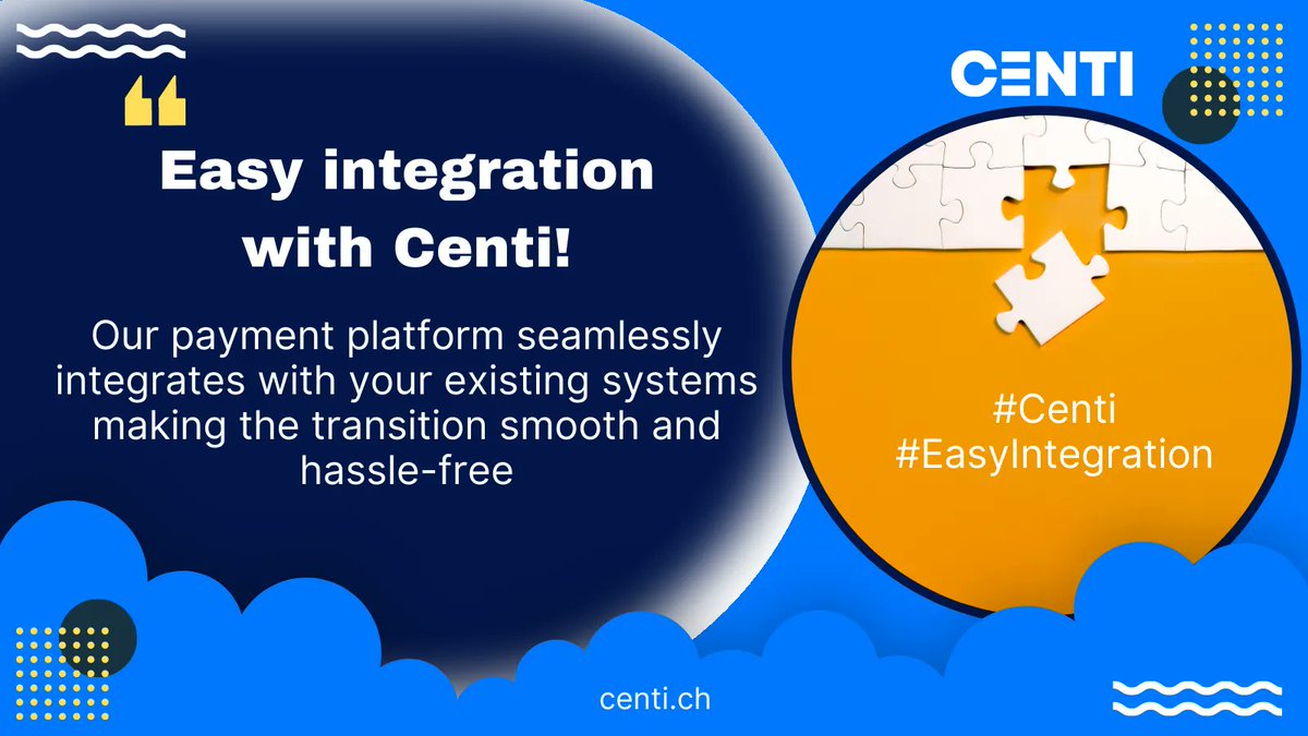 ChCenti's tweet image. 🔧 Easy integration with Centi! Our payment platform seamlessly integrates with your existing systems making the transition smooth and hassle-free. 🔄 #Centi #EasyIntegration&quot;