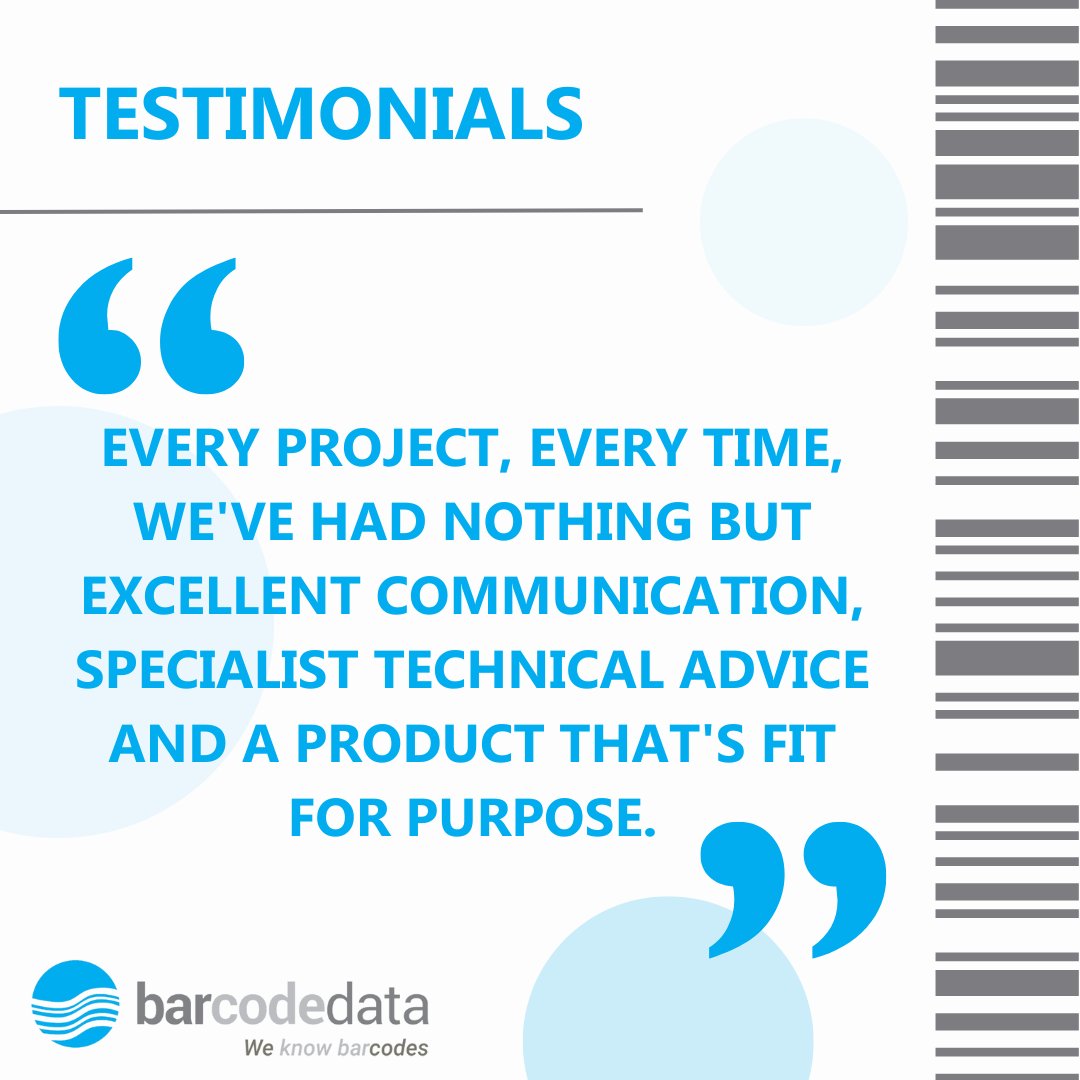 BarCodeData's tweet image. "Every project, every time, we've had nothing but excellent communication, specialist technical advice and a product that's fit for purpose."
See what people say about us! 👉 barcodedata.co.uk/testimonials
#barcodedata #labels #testimonials #software #solutions