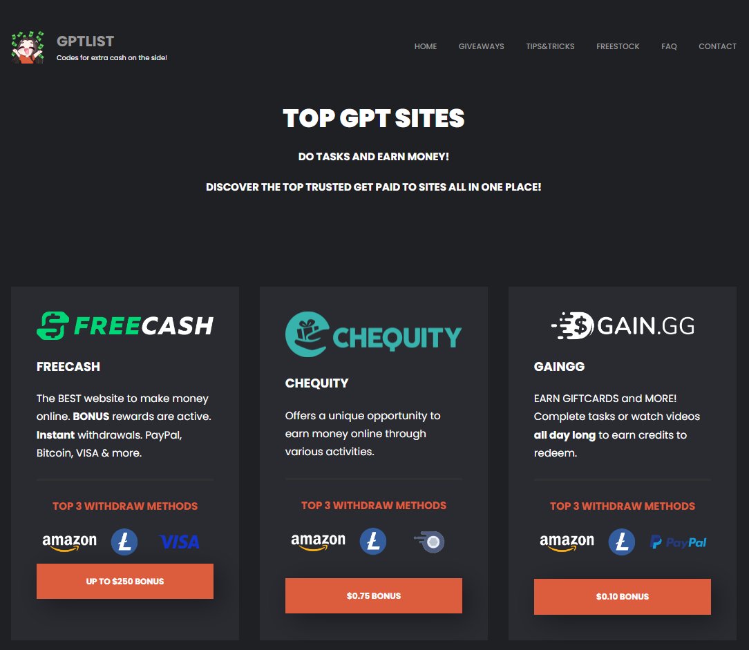 gptlist's tweet image. we have updated our site to show the top 3 most used withdrawal options for every site!

gptlist.com

#GPT #GETPAIDTO