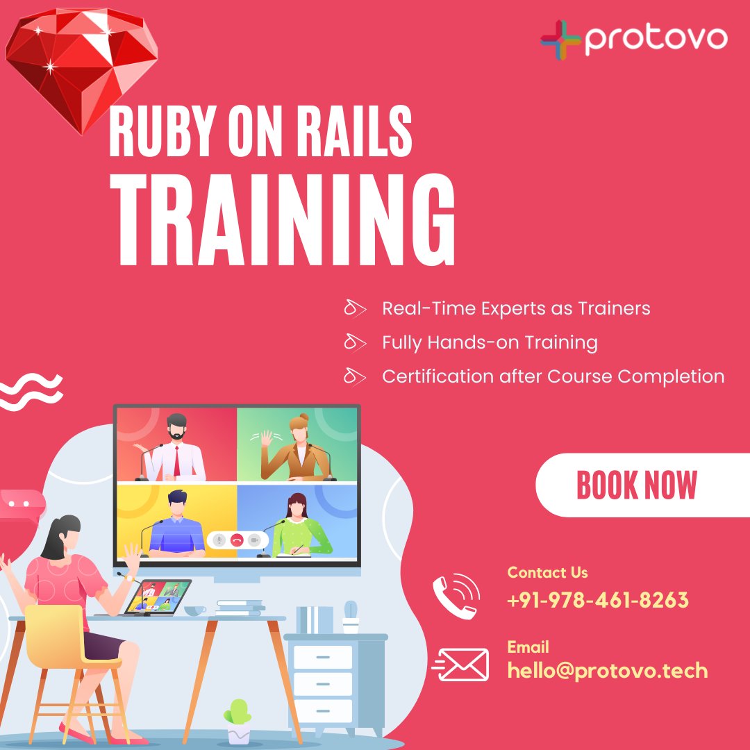 ProtovoSolution's tweet image. 🚀 Master Ruby on Rails: Join Our Comprehensive Training Today! 🚀 
📧 Connect with us - hello@protovo.tech &amp;amp; call us - +91-9784618263 to secure your spot.

#RubyOnRails #RailsTraining #WebDevelopment #LearnRails #WebDev #FullStackDevelopment #TechTraining #Programming #Protovo