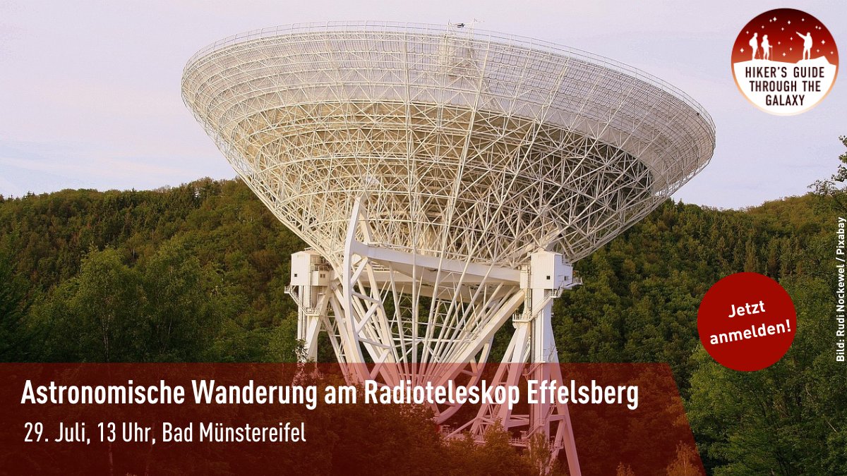 wissimdialog's tweet photo. Wandert am Samstag, 29.7., mit dem #HikersGuide über die Galaxienwege am Radioteleskop #Effelsberg @MPIfR_Bonn und erfahrt mehr über die faszinierenden Beobachtungen des Teleskops 📡🌌 Infos & Anmeldung: https://t.co/mUJ8YLJrAG @w_jahr @BMBF_Bund #wisskomm https://t.co/MDAWYKzpos