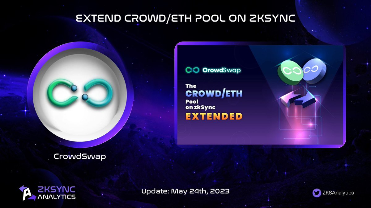 ⚡️NOTABLE NEWS⚡️

 👀The CROWD/ETH LP Farm on #zkSync Network is EXTENDED until July 31st🥳

Head to <a href="/CrowdSwap_App/">CrowdSwap</a> for this juicy opportunity now cause the time is running out

#zkSyncEra #zkSync