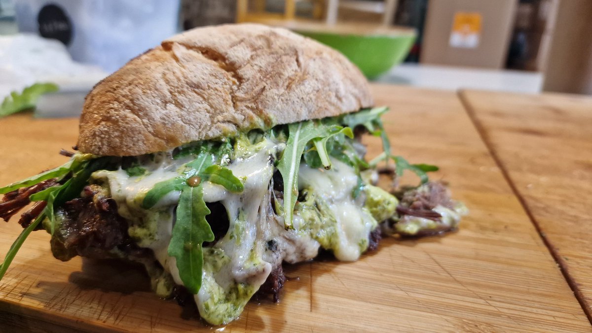 147Deli's tweet image. This week's special: The 147 Beef &amp;amp; Mushroom Melt.

•Wine braised beef.
•Confit garlic mushroom. 
•Provolone cheese.
•Chive mayo.
•Rocket

On @tartine_organic_bakery
Ciabatta.

#independentsandwichshop