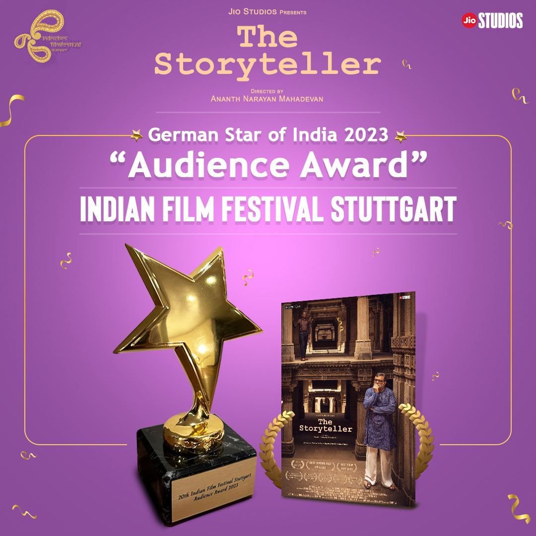 Thrilled to announce that Our Film #TheStoryTeller director <a href="/ananthmahadevan/">ANANTH N MAHADEVAN</a> and Produced by @suchanda_banerjee and <a href="/jiostudios/">Jio Studios</a> <a href="/ShobhaIyerSant/">Shobha Sant</a> <a href="/ramsanjay/">Sanjay Ram</a> received The Audiences Award at the Stuttgart Indian Film Festival. 😊✨