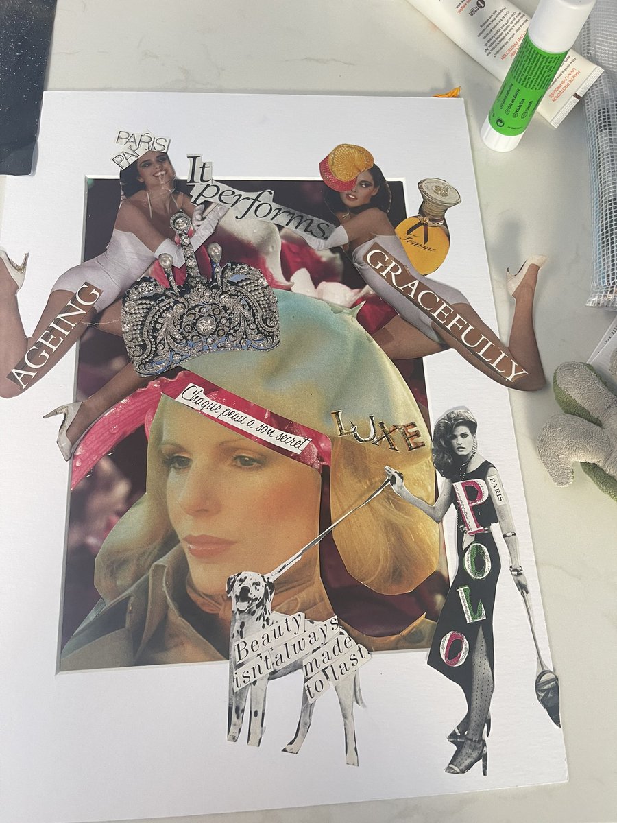 JenBNYC's tweet photo. #gtfochallenge day 23: vintage collage workshop with Goose Glitters. Collaging is my no 1 fave way to relax, unwind, meditate, get creative, so I was v excited to find this on @eventbrite … & even more excited that vintage Vogues from the 70s were involved! #ad #collaging https://t.co/ykr29dFk3E