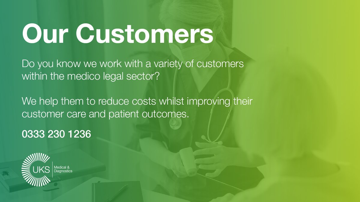 Do you know we work with a variety of customers within the medico legal sector? We help them to reduce costs whilst improving their customer care and patient outcomes.
Find out more about how we can work with you: uks-md.com/clients/
#UKS #MedicalAndDiagnostics #Diagnostics