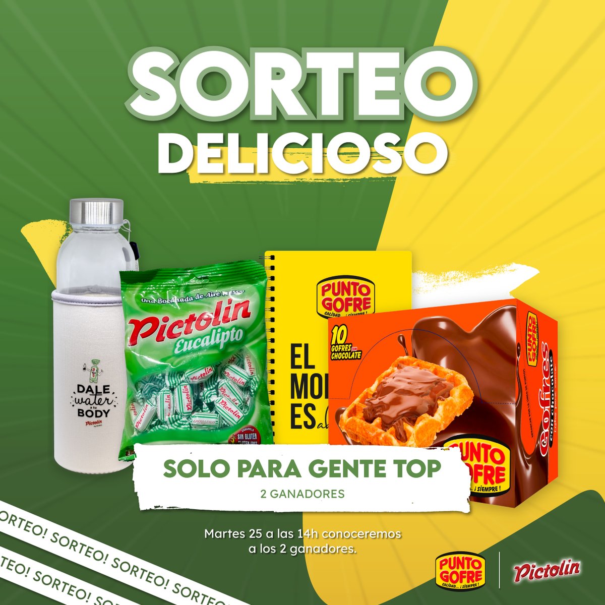 ¡SORTEO DELICIOSO SOLO PARA GENTE TOP! 😎 ¿Queréis saber cómo participar?  
👌Síguenos a <a href="/PictolinOficial/">Pictolín</a> <a href="/puntogofre/">Punto Gofre | Verdaderos gofres belgas</a>
✅RT
👉Dinos quién es tu persona + TOP y por qué. ¡Menciónala! 
Mañana ganadores (1 en cada perfil) 📍Territorio peninsular  #PuntoGofreyPictolin