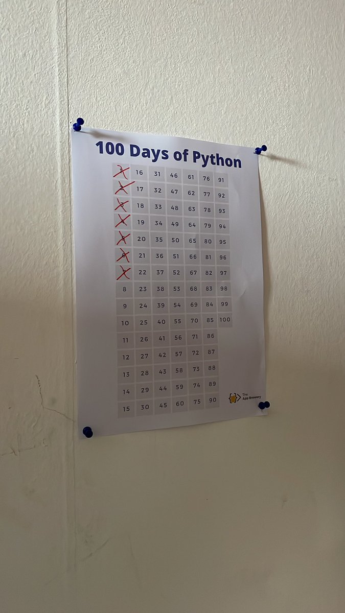 _addinator_'s tweet photo. I forgot to post, but my first week of learning #Python is done! 93 more days to go to complete this challenge. #100DaysOfCode https://t.co/KZd216DULI