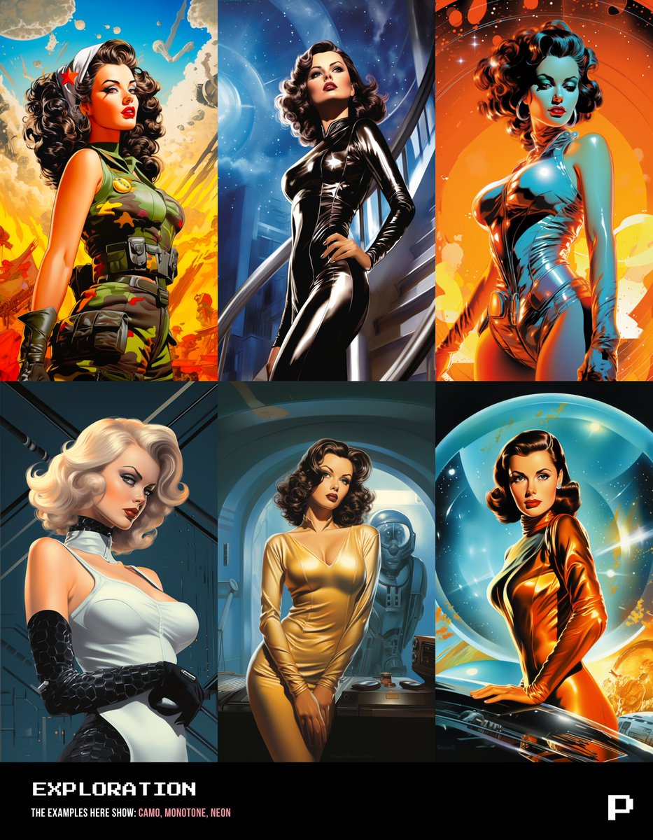 ai_artworkgen's tweet photo. Here are some of the beauties I have been able to create using the above prompt. Show me what you come up with - I'd love to see them!

#Midjourney #AIArt #AITips #Comic #PinUpGirls #PosterArt #AIDesign #MidjourneyTips #TokenDrop #PromptDrop https://t.co/LT7ohGW6qG