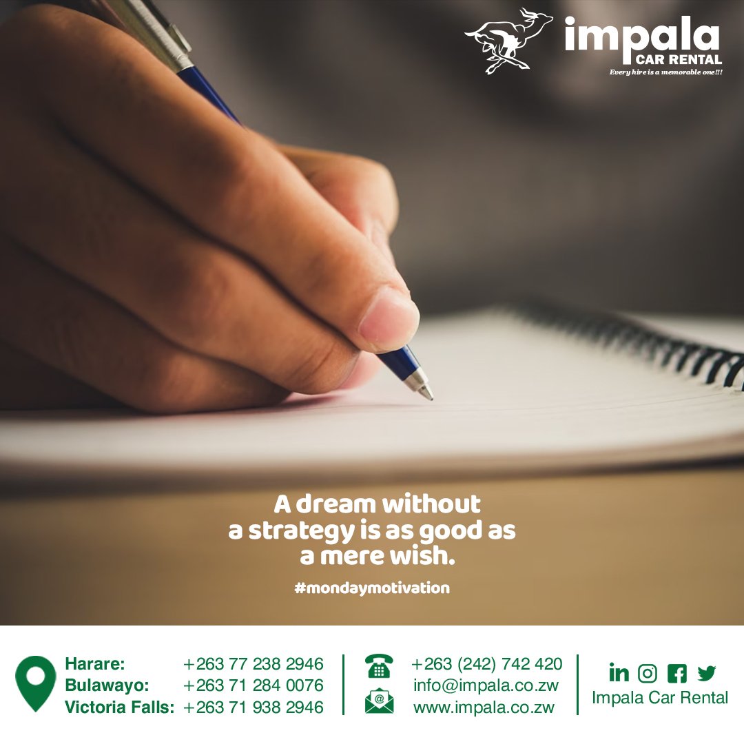 A good strategy is necessary for the achievement of any dream. Have a fruitful week. #impalacarrental #monday #mondaymotivation #july