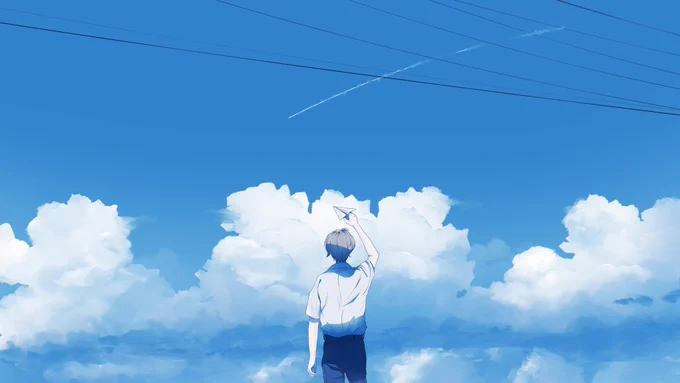 空に凪ぐ  #illustration #創作 #風景