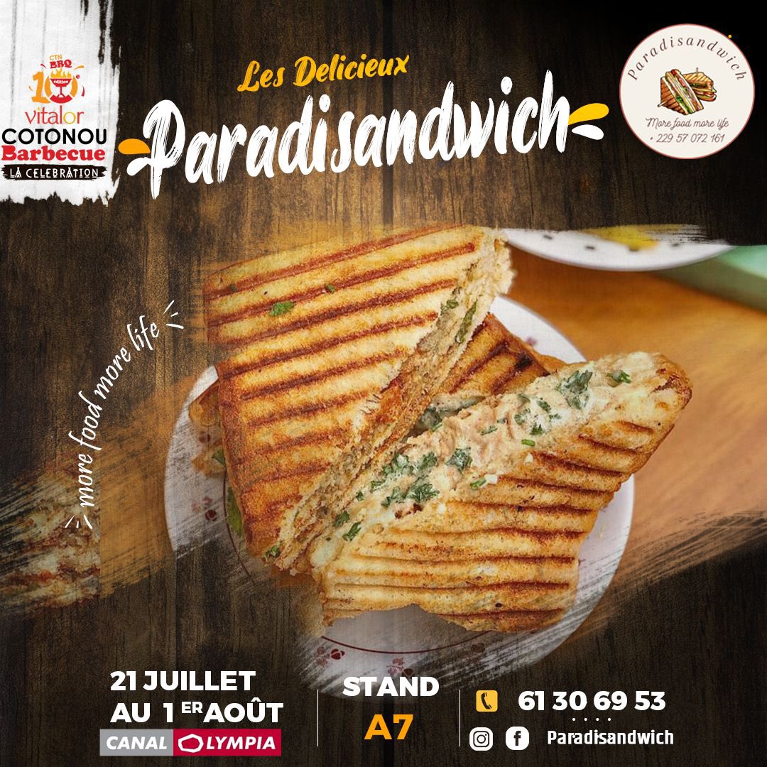 initiatives229's tweet photo. Hier à #CotonouBarbecue j'ai aussi eu l'occasion de goûter au sandwich de #PARADISANDWICH qui m'a juste coûté #2000FCFA. Sur les lieux, j'ai cherché le stand #A7 et j'ai demandé d'après @AkploganLydie . So je vous recommande ce même sandwich qui est un régal. 🥂❤️🇧🇯

#ctnbbq https://t.co/PKrp6moynx
