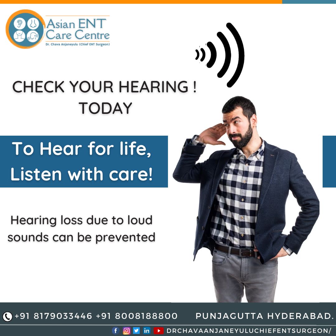 #CheckYourHearing #HearingLossPrevention #HearingHealth #HearForLife #ListenWithCare #ExpertCare #FindRelief #AsianENTCareCentre #DrChavaAnjaneyulu #SeniorENTSurgeon #HearingLossProblems #ProtectYourHearing #ReliableExpertise #HearingWellBeing #HearClearly #HearingAidProblems