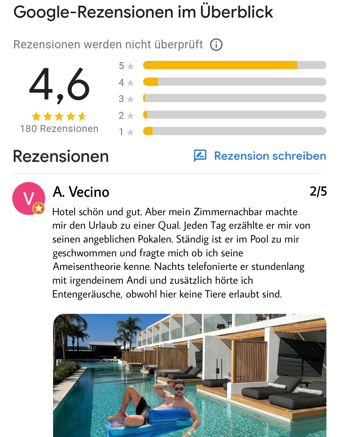 Vitavate Caller 🖤💛 on Twitter "Die Rezensionen von dem Hotel wo Eli Urlaub macht sind 4,6